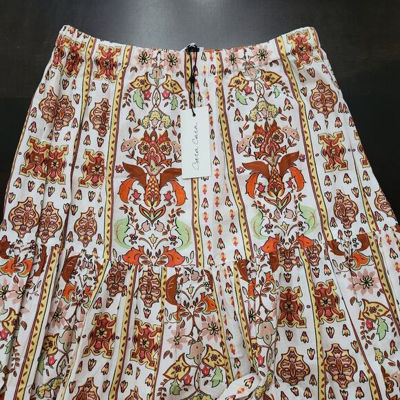 NWT Cara Cara Melanie Skirt Egret Striped Emblem Size Large - Picture 2 of 4